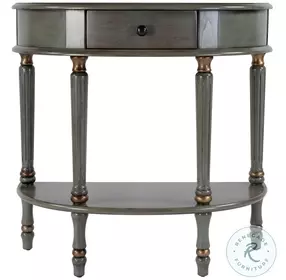 Mozart Royal Pastel Green 1 Drawer Demilune Console Table