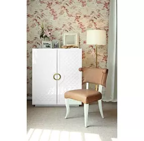 Poppy White Lacquer 2 Door Soft Close Accent Cabinet
