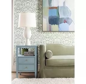 Roscoe Textured Light Blue Linen Soft Close 2 Drawer Side Table