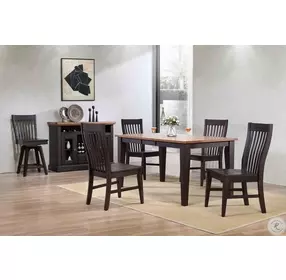 Choices Black Oak Counter Stool with Slat Back Set Of 2