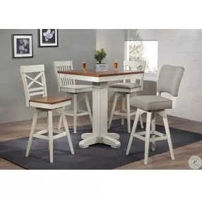 Choices Antique White Panel Back Counter Stool with Padded Seat Set Of 2