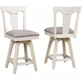 Choices Antique White Panel Back Upholstered Counter Height Stool Set of 2