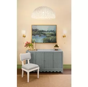 Hayden Light Blue Bow Back Performance Linen Dining Chair