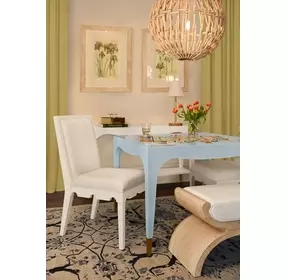 Lanister White Linen Performance Fabric Dining Chair With Matte White Lacquer Frame