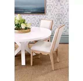 Lanister White Linen Performance Fabric Dining Chair With Cerused Oak Frame