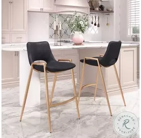 Desi Black and Gold Counter Height Stool Set of 2