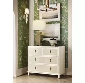 Pascal Matte Antique White Lacquer 4 Drawer Soft Close Accent Chest