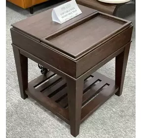 Hidden Treasures Medium Stain Square Tray Top End Table