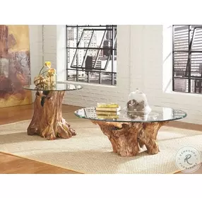Hidden Treasures Brown Root Ball Cocktail Table