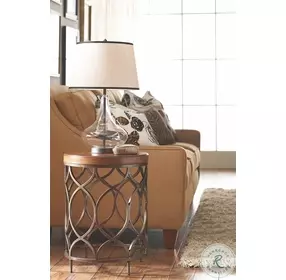 Hidden Treasures Brown And Dark Bronze Metal Round Lamp Table