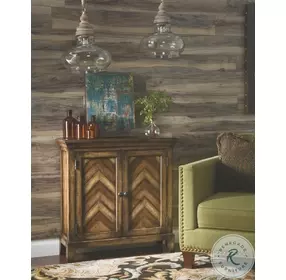 Hidden Treasures Brown Chevron Cabinet