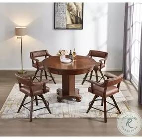 Merion Distressed Walnut Round Game Table