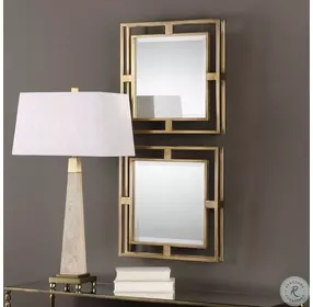 Xandor Lightly Antique Gold Leaf Mirror Set of 2