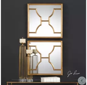 Lea Gold Square Mirrors Set of 2
