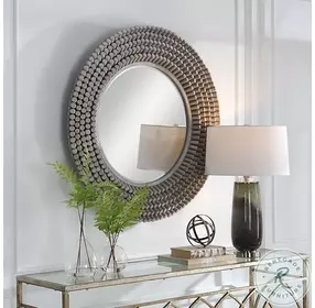 Hartford Light Driftwood Round Mirror