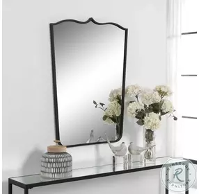 Tiara Satin Black Curved Mirror
