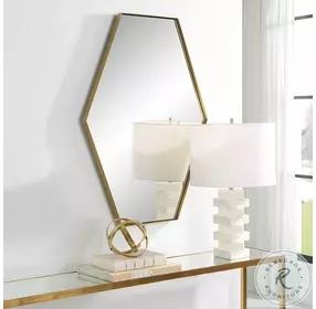 Volenga Brushed Brass Hexagonal Mirror
