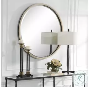 Isadore White Round Mirror
