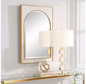 Crisanta Gloss White And Antiqued Gold Arch Mirror