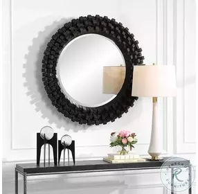 Spruce Ebony Round Mirror