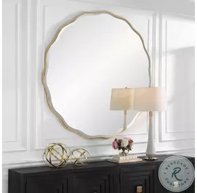 Waldora Aged Gold Large Round Mirror