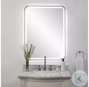 Westbrook Satin Black Lighted Large Vanity Mirror