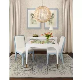Lacey White Square Game Table with 2 Drawers