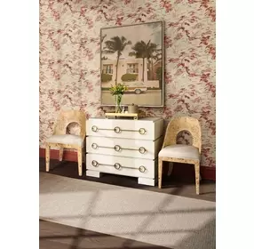 Roderick Matte Antique White Lacquer 3 Drawer Soft Close Accent Chest