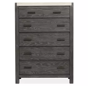 Plum Creek Ravenwood Black and White 5 Drawer Marble Top Chest