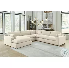 Elyza Linen 5 Piece Sectional with LAF Chaise