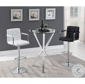 Denali Chrome Round Glass Top Bar Table