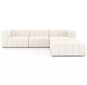 Langham Fayette Cloud Channeled 3 Piece RAF Chaise Sectional with Ottoman