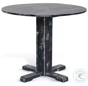 Rustic Refined Black Sand Round Drop Leaf Dining Room Set