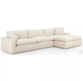 Plume Thames Cream 2 Piece RAF Chaise Sectional