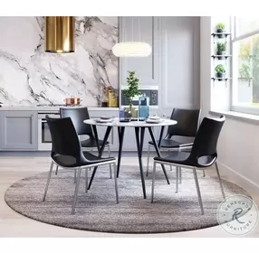Ace Black And Brushed Stainless Steel Dining Chair Set Of 2