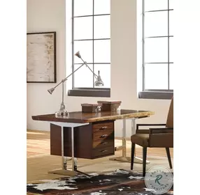 Studio Designs Natural And Black Walnut La Costa Live Edge Writing Desk