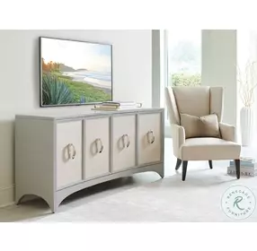 Studio Designs Soft Dove Gray Newbury Park Raffia TV Stand