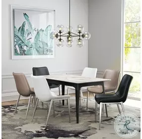 Magnus Black And Brushed Stainless Steel Dining Chair Set Of 2