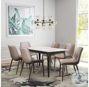 Magnus Gray Dining Chair with Matte Brown Legs Set Of 2