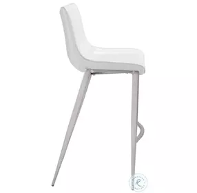 Magnus White And Brushed Stainless Steel Bar Stool Set Of 2
