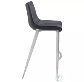 Magnus Black And Brushed Stainless Steel Bar Stool Set Of 2