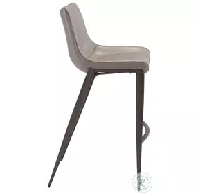 Magnus Gray Bar Stool with Matte Brown Legs Set Of 2