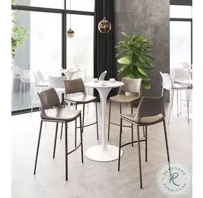 Ace White And Brushed Stainless Steel Bar Stool Set Of 2