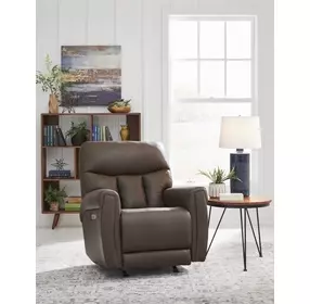 Sutton Chocolate Leather Triple Power Rocker Recliner with USB Charging