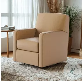 Flash Dance Caramel Leather Swivel Glider Recliner