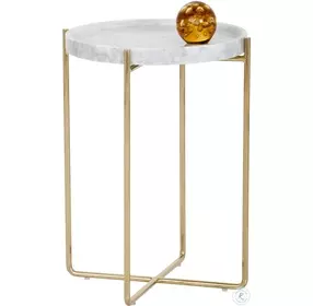 Anselie White Marble Side Table
