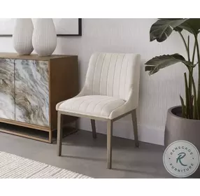 Ellsworth Beige Linen Fabric Dining Chair Set of 2