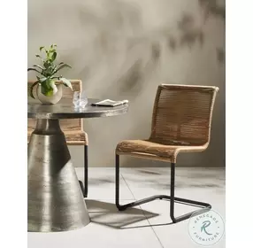 Grover Charcoal Iron and Vintage Natural Outdoor Dining Chair