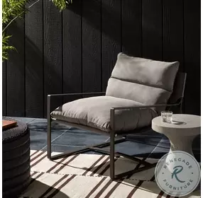 Avon Charcoal Performance Fabric and Bronze Outdoor Sling Chair