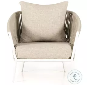 Porto Faye Sand Performance Fabric and White Outdoor Chair